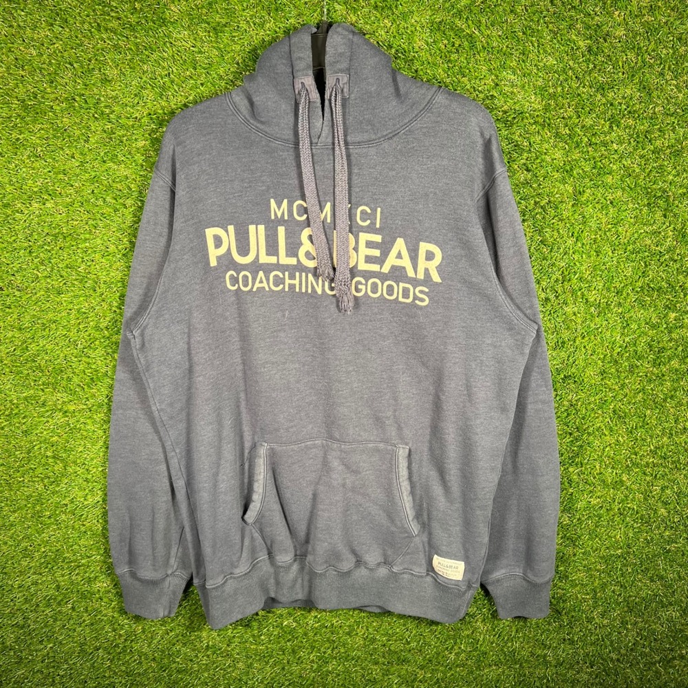 Pull & Bear Coaching Goods Graphic Hoodie Mens XL Faded Navy Blue Sweatshirt